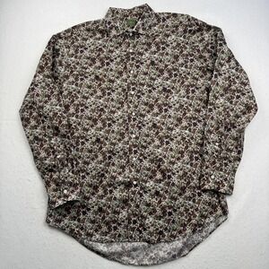 Sid Mashburn Shirt Mens Large Multicolor Floral Cotton Long Sleeve Button Up